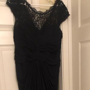 Adrianna Papell maxi dress navy lace cap sleeve